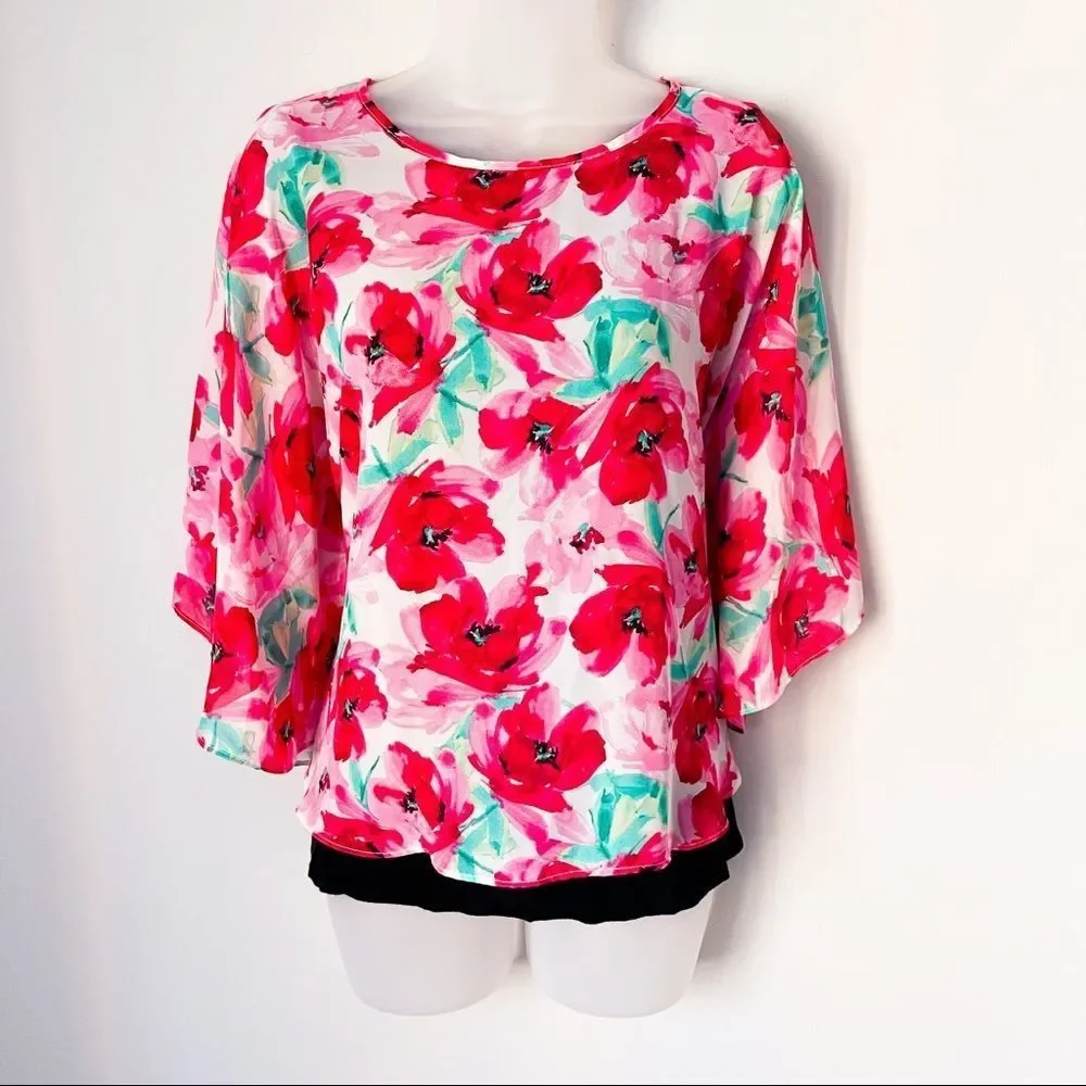 🌺 FAITH AND JOY | Floral Blouse with Black Tank - Picture 1 of 10